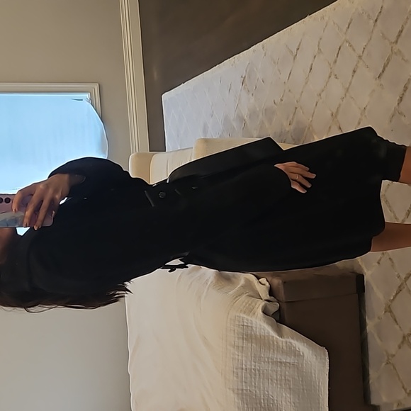 WOMEN'S PHARD COCKTAIL LONG WOOL ANS LEATHER DRESS COAT JACKET SZ SMALL $250 - Picture 4 of 6